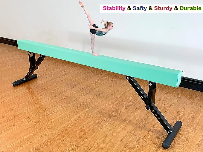 MARFULA Adjustable Balance Beam 8 ft Gymnastic Beam Adjustable Height for Kids and Teenage of All Gymnastic Levels, Gymnastic Training Beam Gymnastic Equipment for Athlete Home and Gym Club Use