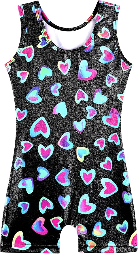 HOZIY Gymnastics Leotards for Girls with Shorts Toddlers Biketards Rainbow Unicorn Dinosaur Mermaid Leopard Flower Galaxy