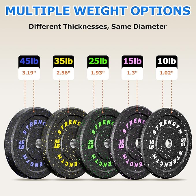 XDDIAS 2-Inch Bumper Plates, Barbell Rubber Olympic Weight Plates Set for Home Gym Strength Training, 20-260lbs, Multiple Options