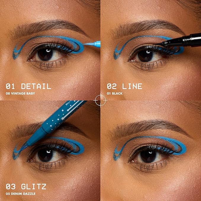 NYX PROFESSIONAL MAKEUP Epic Ink Glitz Liner, Waterproof Metallic Liquid Eyeliner with Vegan Formula - Tapered Twinkle (Shimmer Teal Blue)