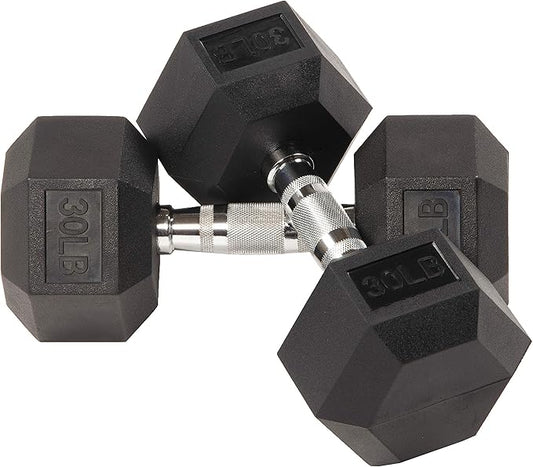 Fitvids Rubber Encased Hex Dumbbell Set Contoured Handle for Muscle Toning, Strength Building & Full Body Workout, 60LB, 100LB, 150LB and 550LB Set