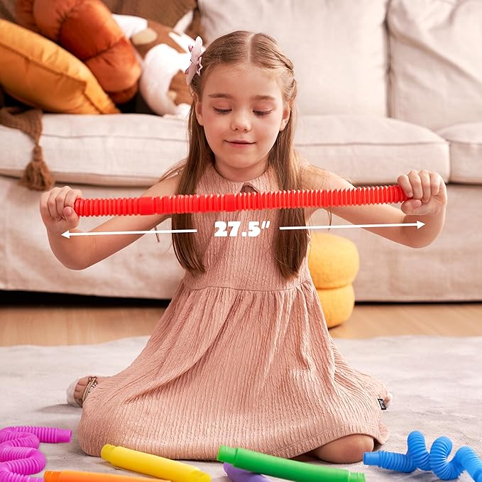 JOYIN 36 Pack Pop Tubes, Sensory Toys (Large) Fidget Toys Party Favors - 9 Colors, Creativity Learning & Fun for Toddler Kids - Perfect for Party, Goodie Bags Stuffers, Classroom School Reward