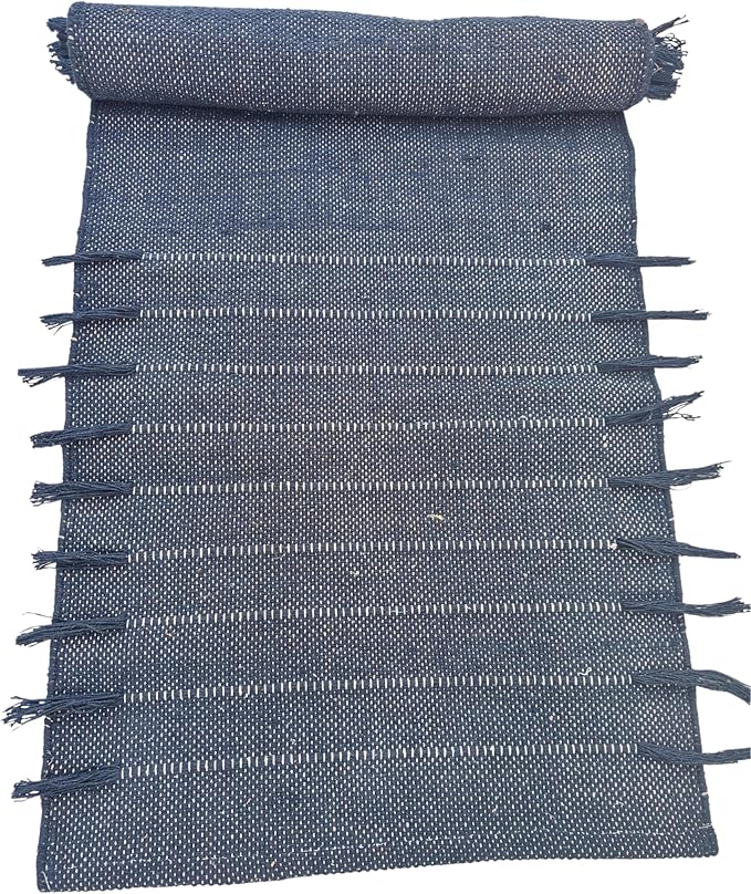 Indian Handmade100 % Organic Anti Skid Multi Colour Cotton Yoga Mat - Eco-Friendly Hand-Woven Rug - Non-Slip & Thick (24”x72”x5mm) for Hot yoga & Everyday Fitness at Home - Comfortable & Foldable Extra-Long Mat
