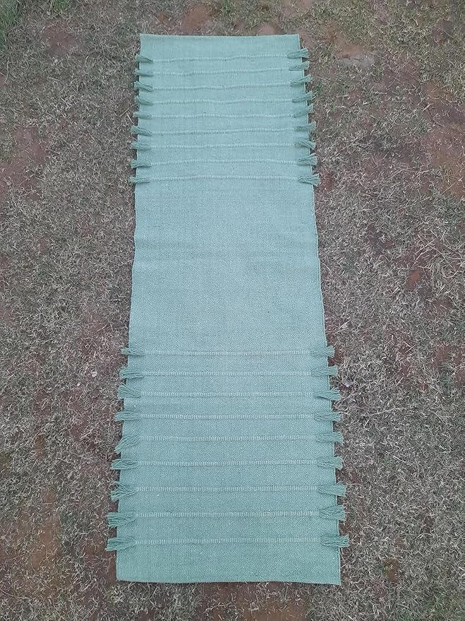 Indian Handmade100 % Organic Anti Skid Multi Colour Cotton Yoga Mat - Eco-Friendly Hand-Woven Rug - Non-Slip & Thick (24”x72”x5mm) for Hot yoga & Everyday Fitness at Home - Comfortable & Foldable Extra-Long Mat