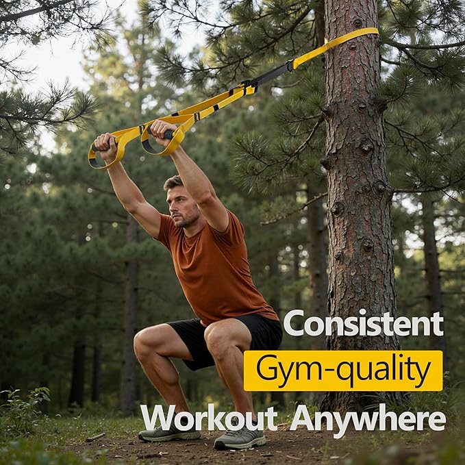 FITKIT Suspension Fitness Trainer System with Integrated Door Anchor, All-in-One Bodyweight Resistance Straps for Home Gym, Heavy Duty 700lbs Load, Non-Slip Handles, Portable Workout Kit for Travel & Outdoors