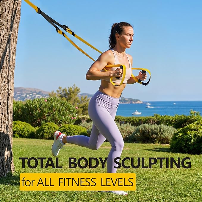 FITKIT Suspension Fitness Trainer System with Integrated Door Anchor, All-in-One Bodyweight Resistance Straps for Home Gym, Heavy Duty 700lbs Load, Non-Slip Handles, Portable Workout Kit for Travel & Outdoors