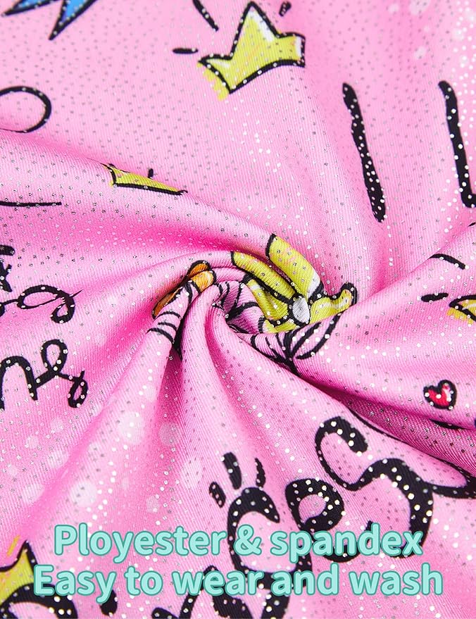 Nymphperi 2 Packs Gymnastics Leotard for Girls Sparkle Biketards with Shorts Kids Sleeveless Unitard One-Piece Dancewear