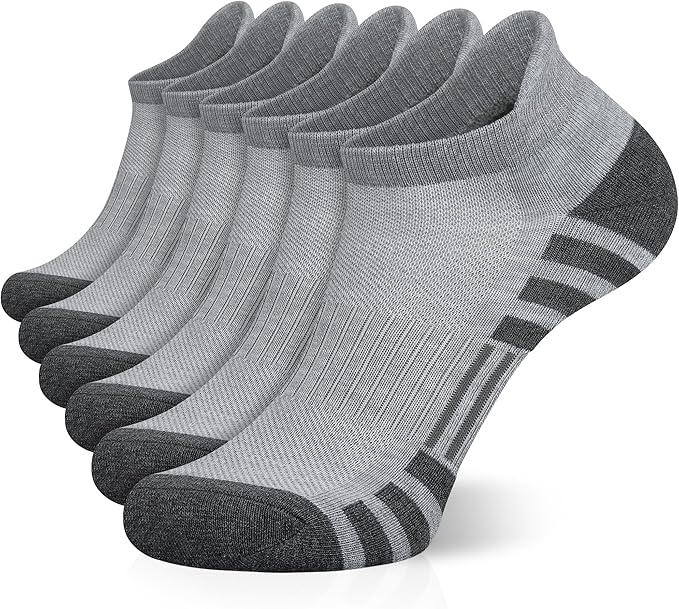 Airacker Ankle Athletic Running Socks Cushioned Breathable Low Cut Sports Tab Socks for Men and Women (6 Pairs)