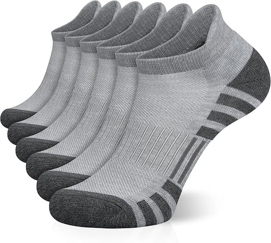 Airacker Ankle Athletic Running Socks Cushioned Breathable Low Cut Sports Tab Socks for Men and Women (6 Pairs)