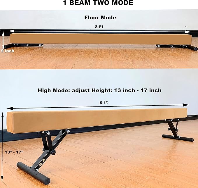 MARFULA Adjustable Balance Beam 8 ft Gymnastic Beam Adjustable Height for Kids and Teenage of All Gymnastic Levels, Gymnastic Training Beam Gymnastic Equipment for Athlete Home and Gym Club Use