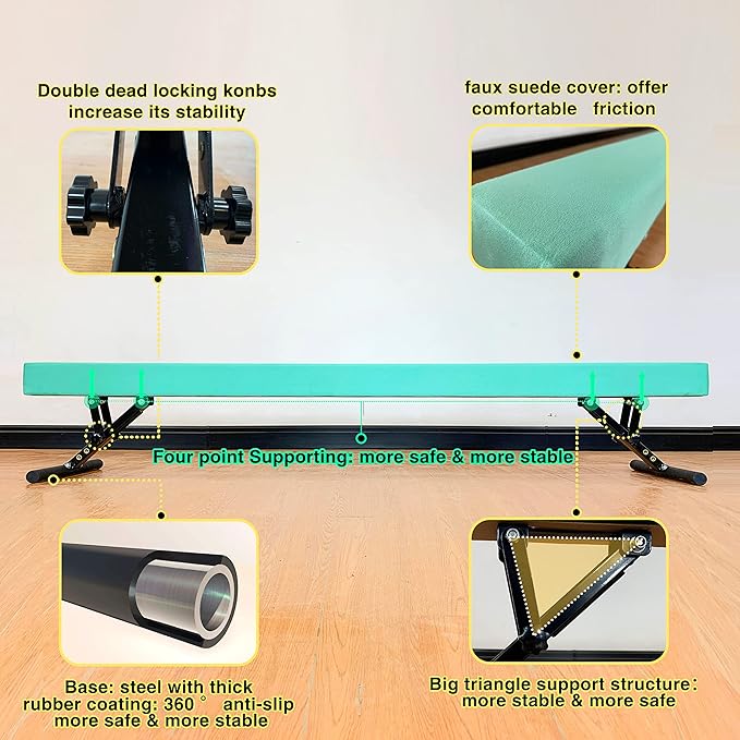 MARFULA Adjustable Balance Beam 8 ft Gymnastic Beam Adjustable Height for Kids and Teenage of All Gymnastic Levels, Gymnastic Training Beam Gymnastic Equipment for Athlete Home and Gym Club Use