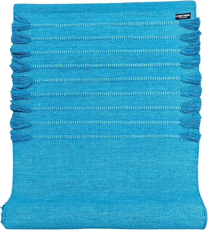 Indian Handmade100 % Organic Anti Skid Multi Colour Cotton Yoga Mat - Eco-Friendly Hand-Woven Rug - Non-Slip & Thick (24”x72”x5mm) for Hot yoga & Everyday Fitness at Home - Comfortable & Foldable Extra-Long Mat