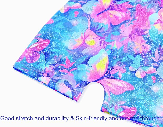 Domusgo Gymnastics Leotards for Girls Sparkly One-Piece Pro Kids Unitard Biketards with Shorts