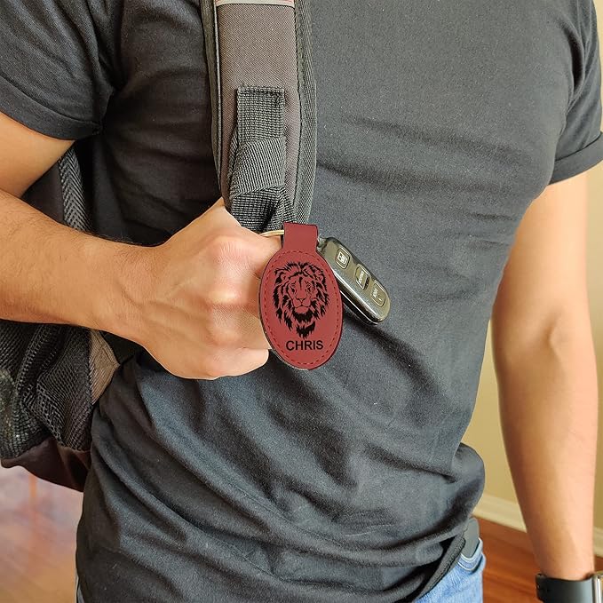 LaserGram Oval Keychain, Soccer Ball, Personalized Engraving Included