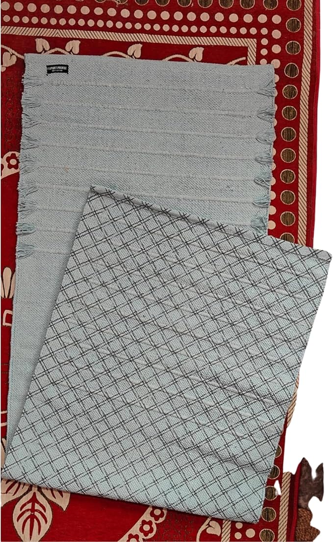Indian Handmade100 % Organic Anti Skid Multi Colour Cotton Yoga Mat - Eco-Friendly Hand-Woven Rug - Non-Slip & Thick (24”x72”x5mm) for Hot yoga & Everyday Fitness at Home - Comfortable & Foldable Extra-Long Mat