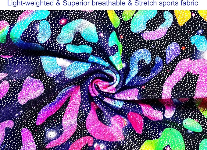 Domusgo Gymnastics Leotards for Girls Sparkly One-Piece Pro Kids Unitard Biketards with Shorts