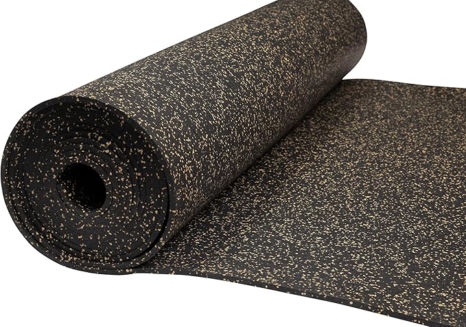 Playsafer Genaflex Rubber Gym Floor Mat, Heavy Duty Commercial Protective Gym Flooring Roll - 8mm Thick (10% Tan, 4' X 10')