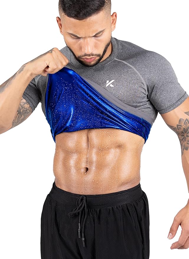 Kewlioo Sauna Shirt for Men - Heat Trapping Sweat Vest, Sauna Suit For Men, Compression Workout Sweat Suit for Gym, Workouts