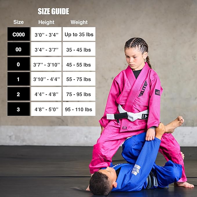 Elite Sports IBJJF Ultra Light BJJ Brazilian Jiu Jitsu Gi for Kids with Preshrunk Fabric and Free Belt