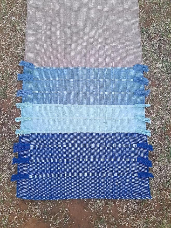 Indian Handmade100 % Organic Anti Skid Multi Colour Cotton Yoga Mat - Eco-Friendly Hand-Woven Rug - Non-Slip & Thick (24”x72”x5mm) for Hot yoga & Everyday Fitness at Home - Comfortable & Foldable Extra-Long Mat