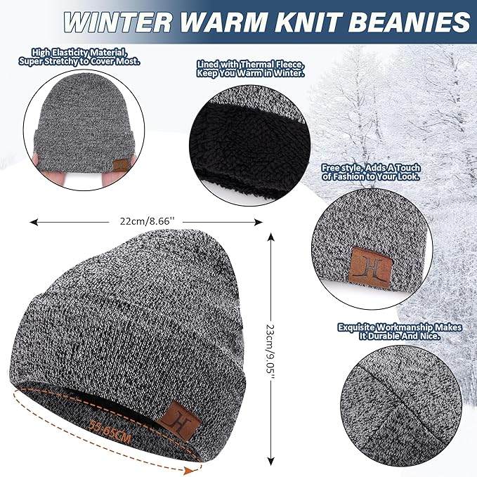Winter Beanie Hat Scarf Touchscreen Gloves Set for Men and Women, Beanie Gloves Neck Warmer Set with Warm Knit Fleece Lined