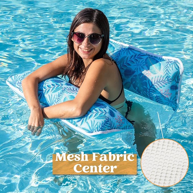 Sloosh 3 Pack Inflatable Pool Float Hammock, Water Lounges, Multi-Purpose Swimming Pool Accessories (Saddle, Lounge Chair, Hammock, Drifter), Lake, Outdoor, Beach