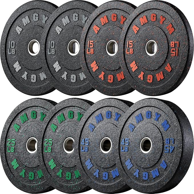 2 Inch Bumper Plates，10-500lbs，Barbell Rubber Olympic Weight Plates Set for Home Gym, Strength Training & Weight Lifting, Multiple Options Colors