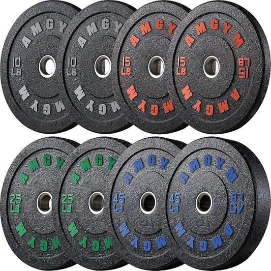2 Inch Bumper Plates，10-500lbs，Barbell Rubber Olympic Weight Plates Set for Home Gym, Strength Training & Weight Lifting, Multiple Options Colors