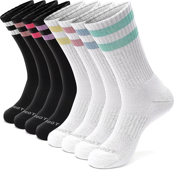 MONFOOT Women's and Men's 3-8 Pairs Athletic Cushion Crew Socks Multi