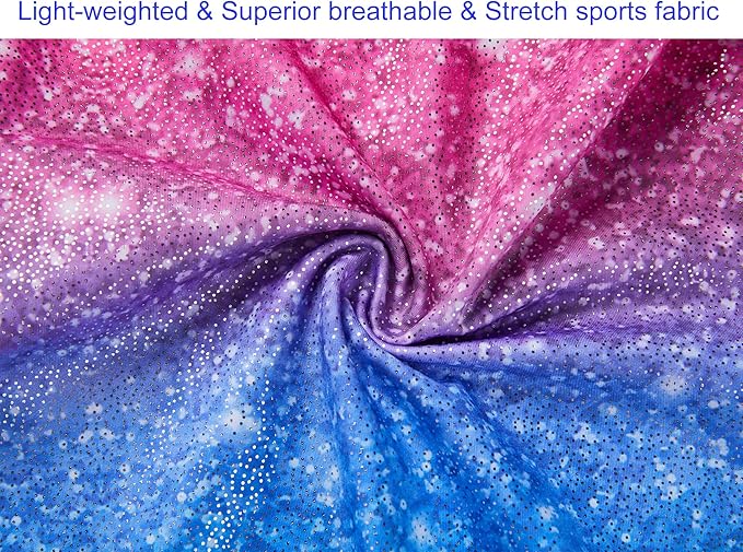 Domusgo Gymnastics Leotards for Girls Sparkly One-Piece Pro Kids Unitard Biketards with Shorts