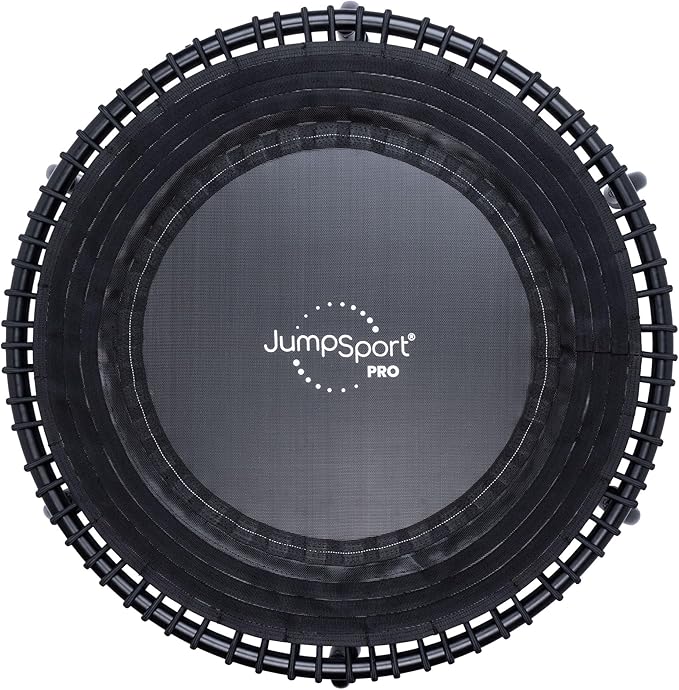 JumpSport 350 PRO Fitness Trampoline, Cardio Workout, No-Tip Arched Legs Home Gym Equipment, Adjustable Bungees & 60 Day Trial Video