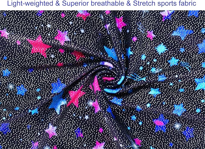 Domusgo Gymnastics Leotards for Girls Sparkly One-Piece Pro Kids Unitard Biketards with Shorts