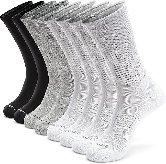 MONFOOT Women's and Men's 3-8 Pairs Athletic Cushion Crew Socks Multi