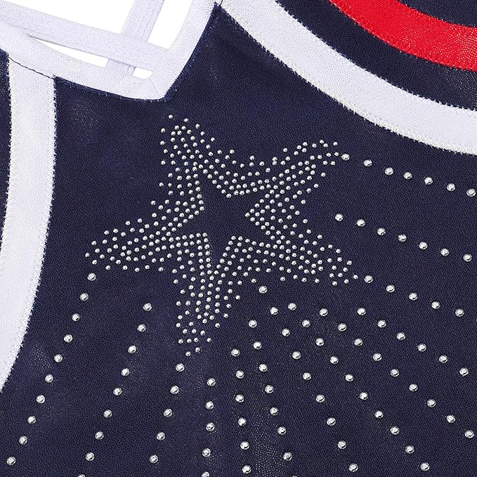 BAOHULU Gymnastics Leotards for Girls Long Sleeve Sparkly Cute Pattern Dance Outfit with Matching Shorts Set