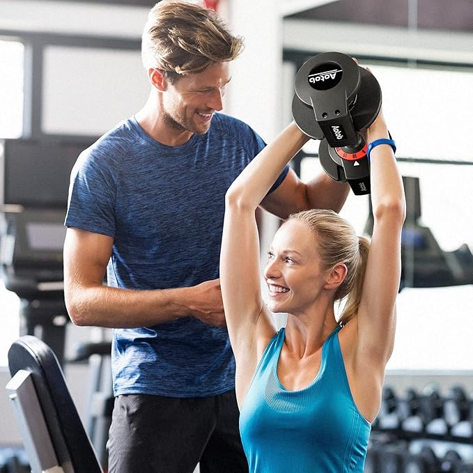 AOTOB 25/55 LBS Adjustable Dumbbell Set, Anti-Slip Fast Adjusting with Turning Handle, Adjustment for Men and Women, Weights Pair for Compact Home Gym Exercise Strength
