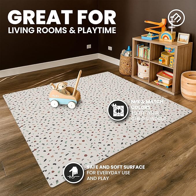 bemaxx Gym Mats Set - 18 pcs EVA Interlocking Foam Floor Tiles (12.6"x12.6"x0.4") 18sqft Protective Gym Flooring Sports Home Workout Exercise Mats Puzzle Garage Fitness Play-Room Garage Pool Treadmill