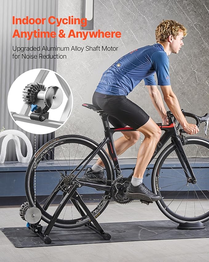 VEVOR Bike Trainer: 3 Types - Smart (1-13L, Compatible with Zwift App), Fluid, or 6L Magnetic for 26-29"/700C Wheels, Foldable Stand with Quick Release & Wheel Riser Block