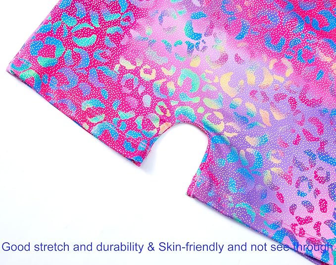 Domusgo Gymnastics Leotards for Girls Sparkly One-Piece Pro Kids Unitard Biketards with Shorts
