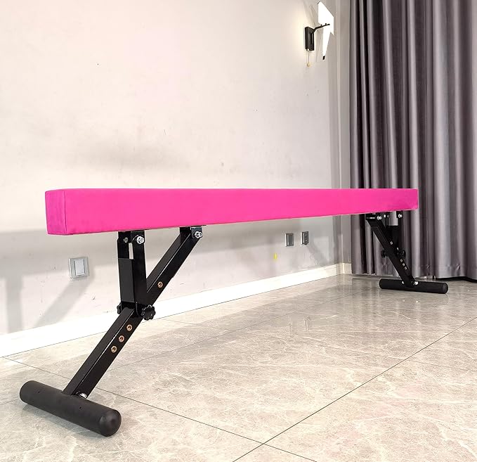 PreGymnastic 8FT Balance Beam, Raised Gymnastics Beam for Kids Ages 3-12, Home Gym Equipment for Training, Adjustable Balancing Beam Indoor, Off-Ground Competition Style