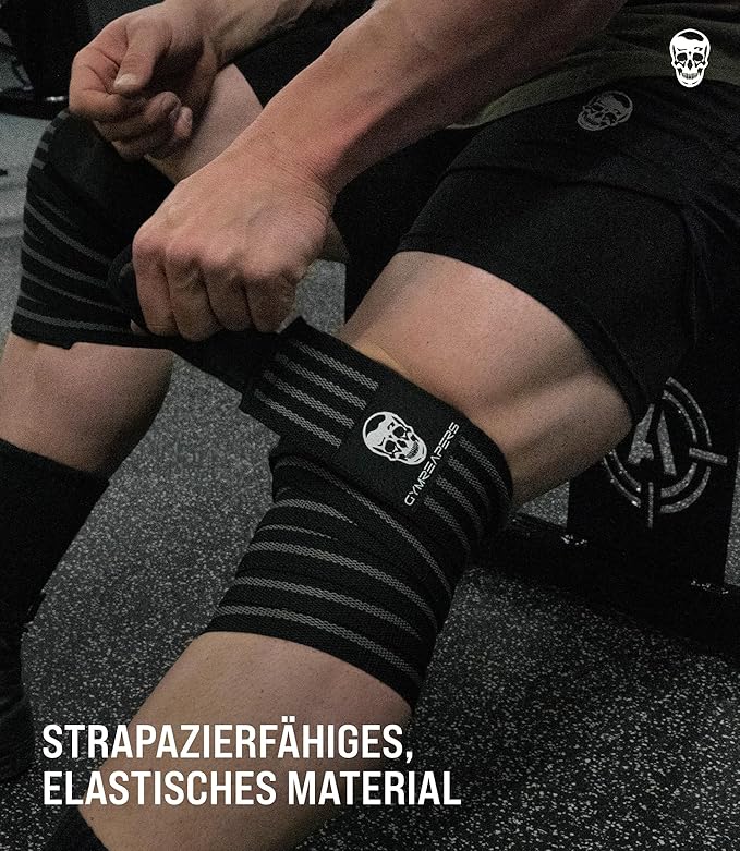 Gymreapers Knee Wraps for Squats and Powerlifting 72 Inch Compression Wraps with Strap for Men & Women Weightlifting Support