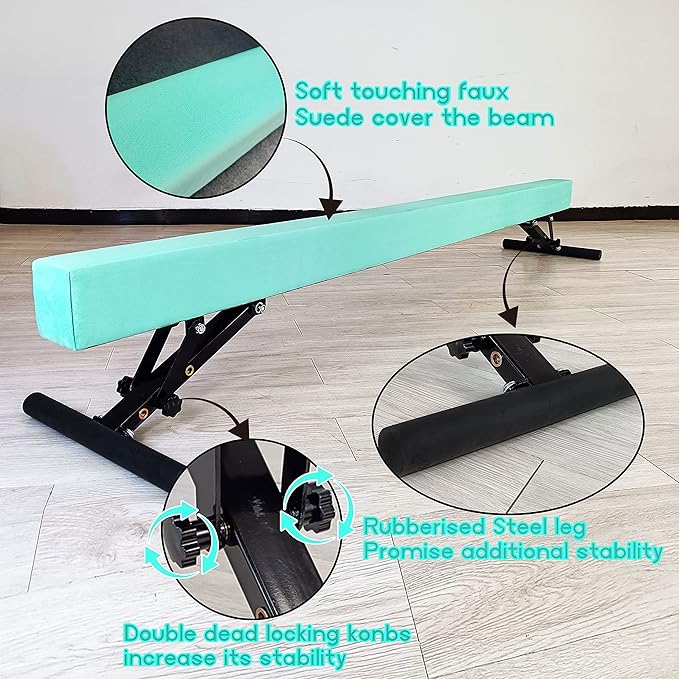 Adjustable Balance Beam for Kids, 8FT Gymnastics Beam with Anti-Slip Legs, High and Low Floor Beam for All Gymnastics Levels, Professional Gymnastic Equipment for Home, Gym Center