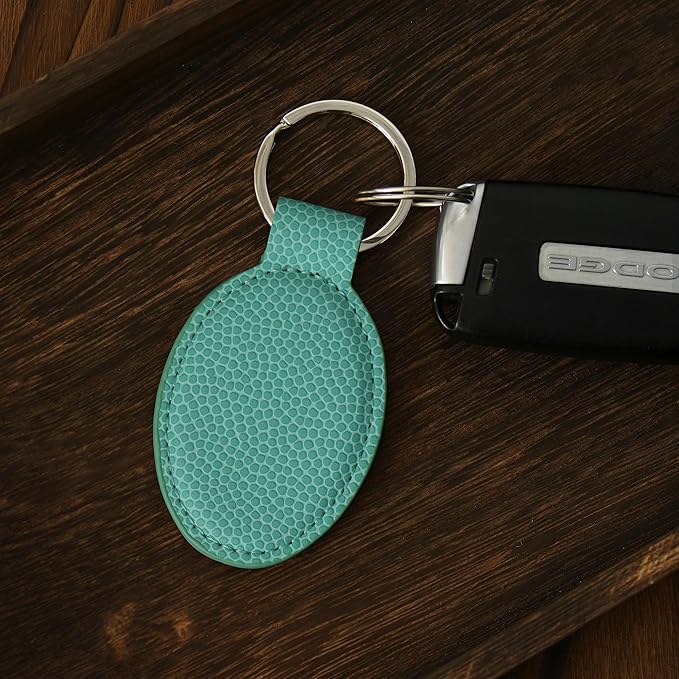LaserGram Oval Keychain, Baseball Ball, Personalized Engraving Included (Basketball Teal)