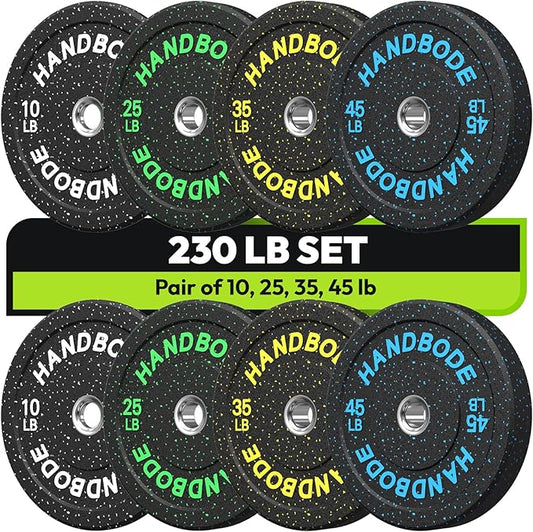 2-Inch Weight Plates High Bounce, Olympic Bumper Plate Set 45/100/160/190/260/300lb, Colored Weight Plates Set for Home Gym, Barbell Weights Rubber Strength Training Plate for Weight Lifting