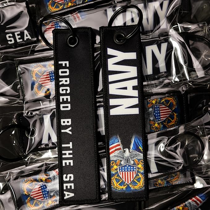 Patriotic Jet Tag Key Tag for attachment to keys, bags, Luggage and more. Made of Nylon Set of 2