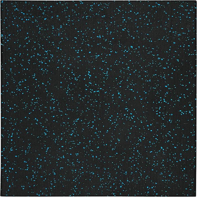 Genaflex Pro Heavy Duty Thick Rubber Gym Floor Tiles High Density Shock Absorbent Laminated Deadlift Mats - 1" Thick X 20" W X 20" L - 2.7 Sq. Ft. (Light Blue/Black, 1 Tile - 2.7 Sq. Ft.)
