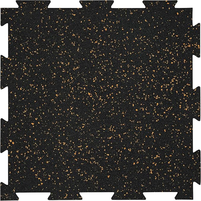 Playsafer Genaflex Lite Rubber 8mm Interlocking Tiles for Gym Flooring - Exercise Equipment, Exercise Areas - 20" X 20" (Tan/Black, 200 Tiles - 540 Sq. Ft.)