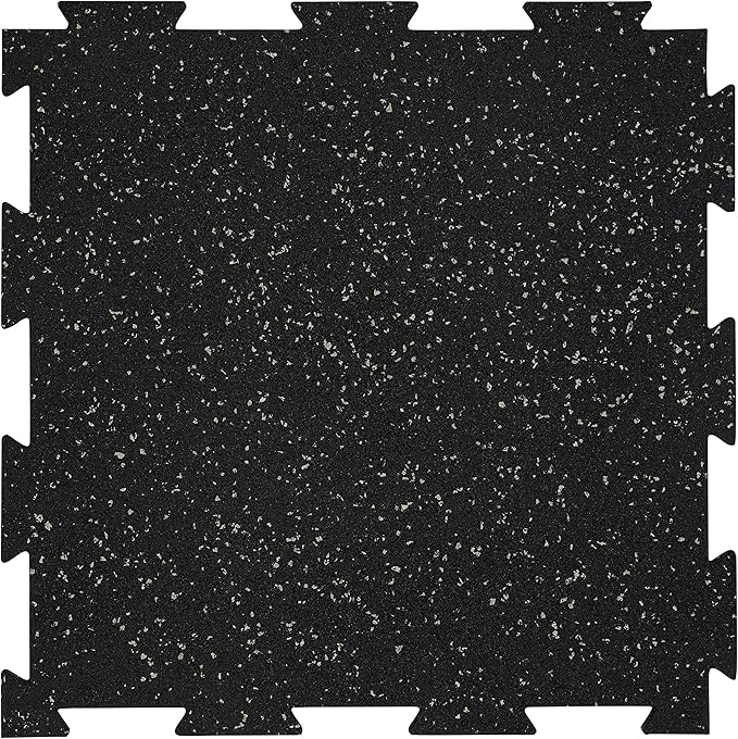 Playsafer Genaflex Lite Rubber 8mm Interlocking Tiles for Gym Flooring - Exercise Equipment, Exercise Areas - 20" X 20" (Grey/Black, 30 Tiles - 81 Sq. Ft.)