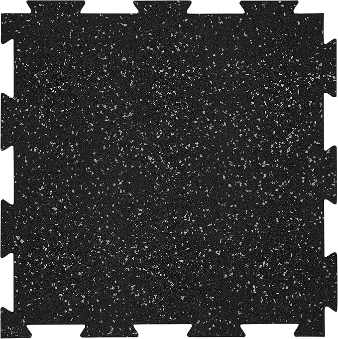 Playsafer Genaflex Lite Rubber 8mm Interlocking Tiles for Gym Flooring - Exercise Equipment, Exercise Areas - 20" X 20" (Grey/Black, 1 Tile - 2.7 Sq. Ft.)