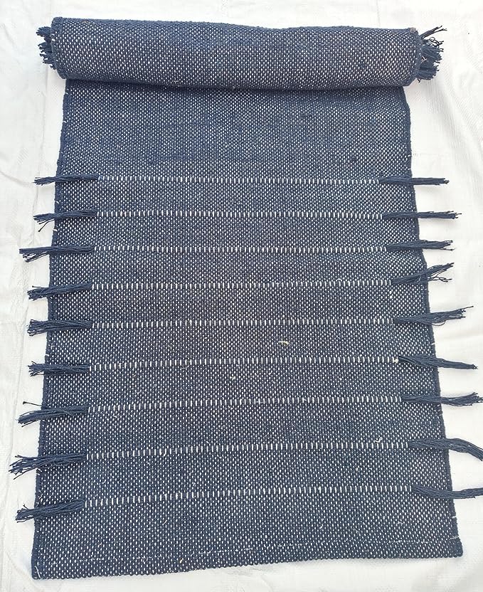 Indian Handmade100 % Organic Anti Skid Multi Colour Cotton Yoga Mat - Eco-Friendly Hand-Woven Rug - Non-Slip & Thick (24”x72”x5mm) for Hot yoga & Everyday Fitness at Home - Comfortable & Foldable Extra-Long Mat