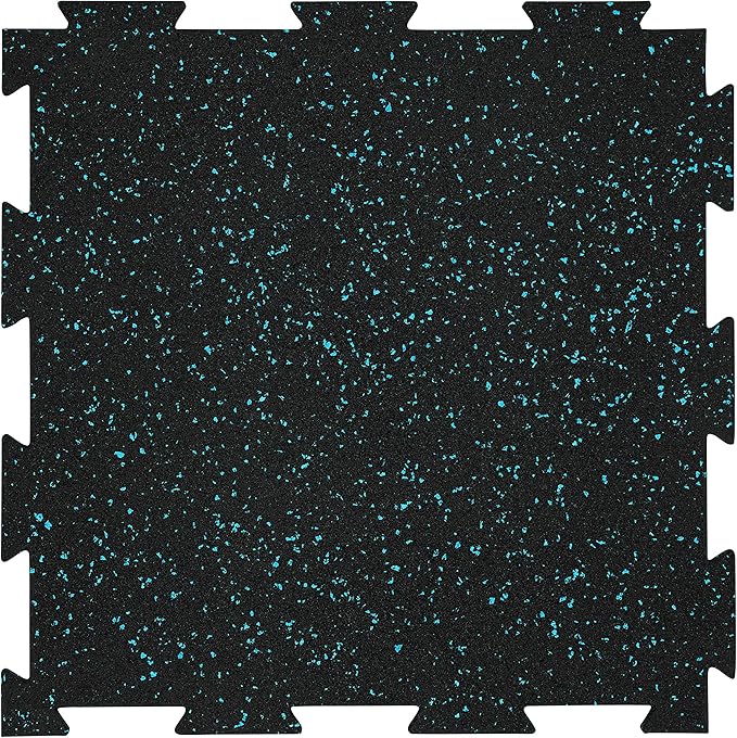 Genaflex Lite Rubber 8mm Interlocking Tiles for Gym Flooring, Exercise Equipment, Exercise Areas - 20" X 20" (Light Blue/Black, 400 Tiles - 1080 Sq. Ft)